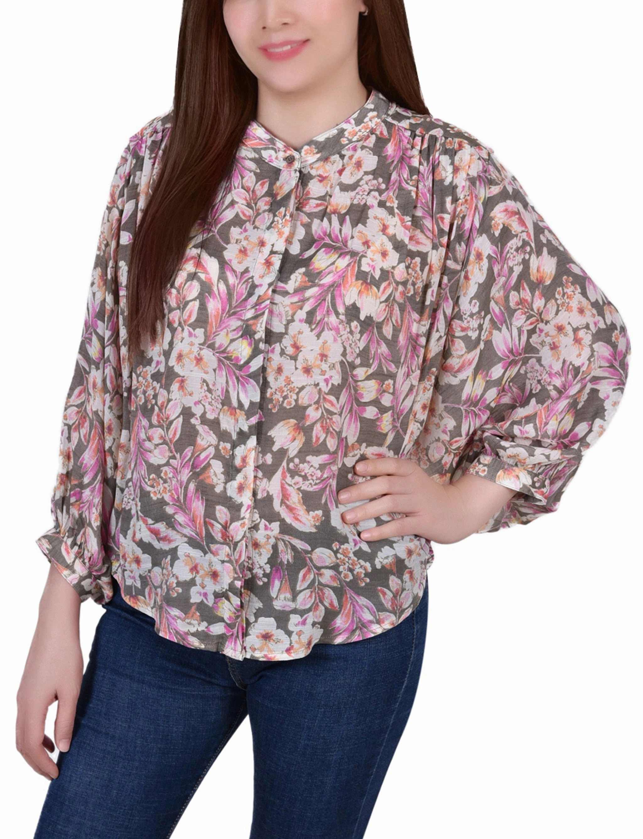 3/4 Dolman Sleeve Blouse Durable Interlock Stitch