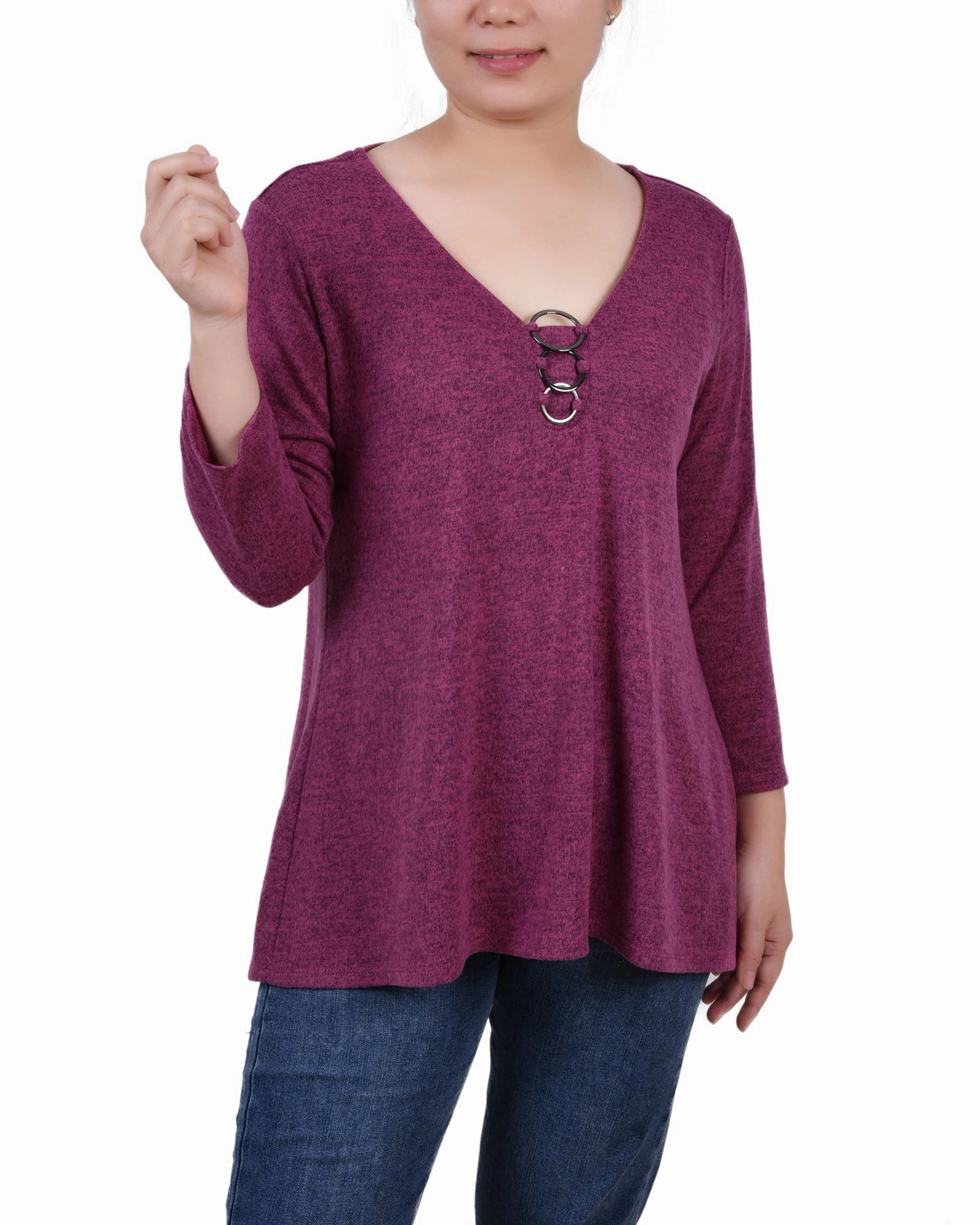 3/4 Sleeve 3-Ring Top SnagProof Tactile Soft Texture