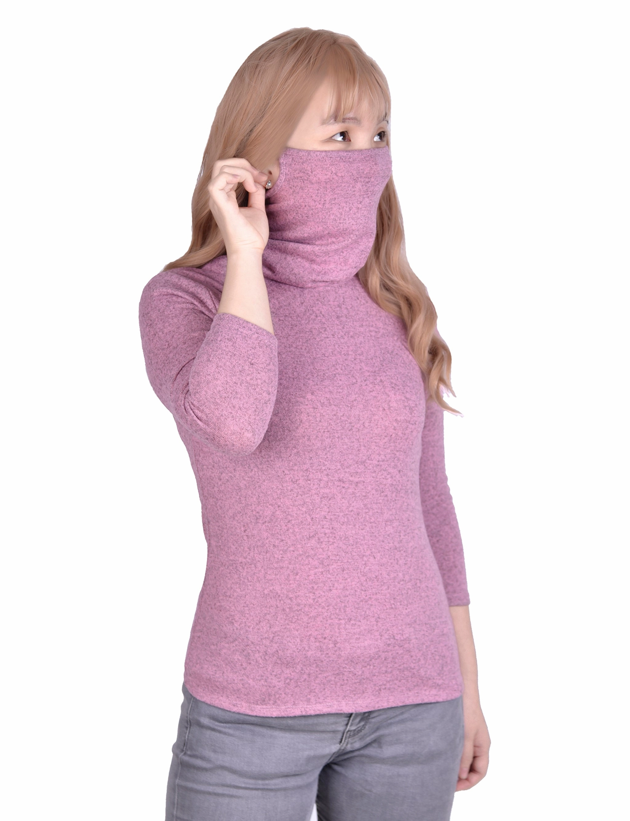 3/4 Sleeve Top With Gaiter Cowl Neck Active Design