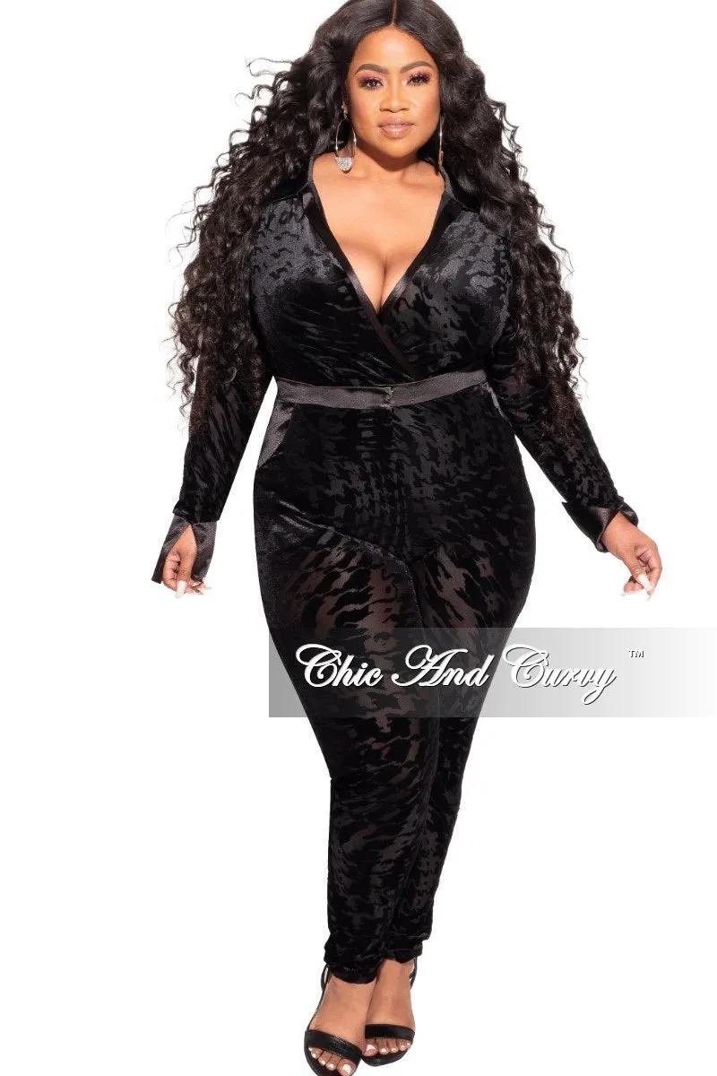Flattering Style Final Sale Plus Size 2-Piece Sheer Pant Set in Black Houndstooth