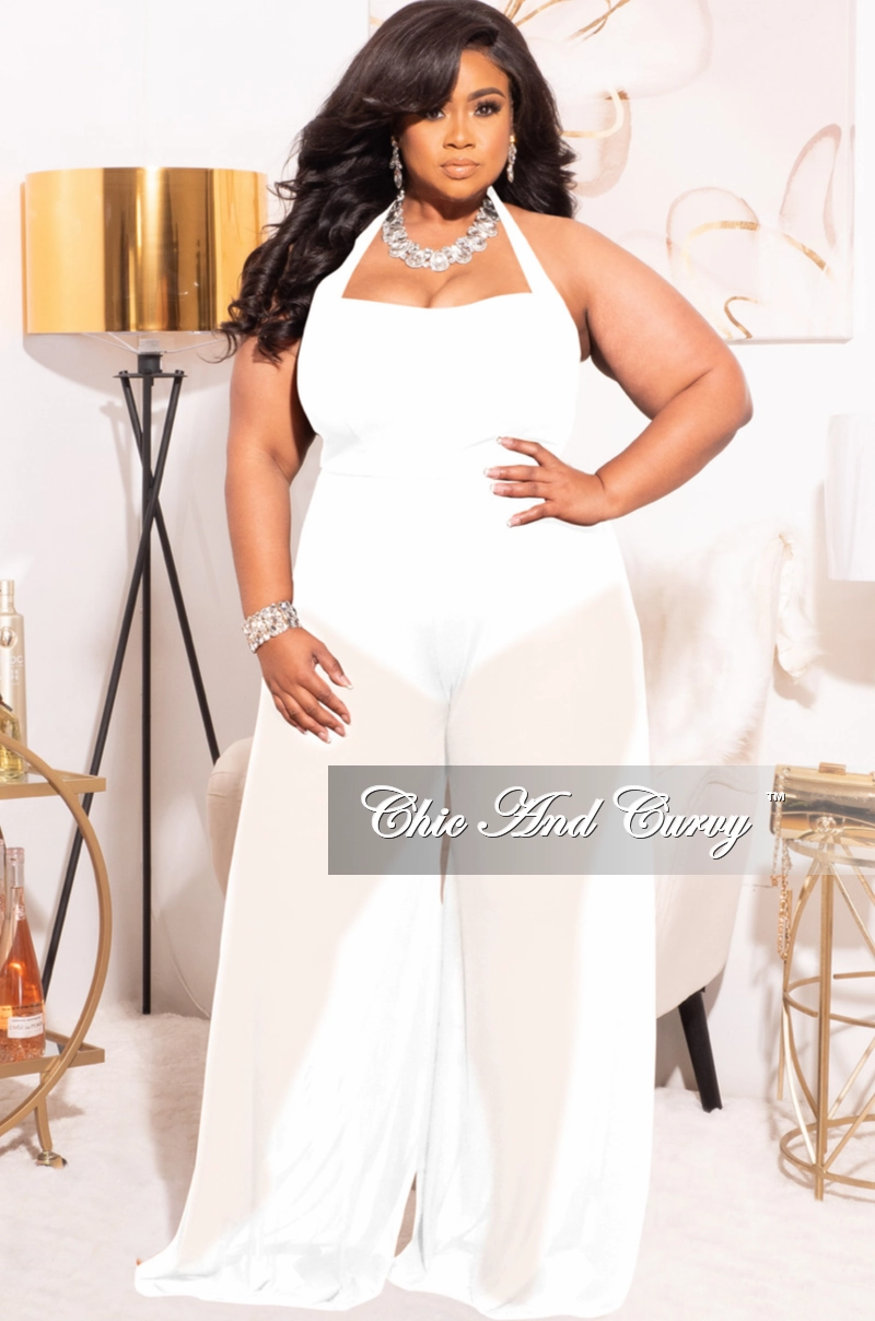 Relax Fit *Final Sale Plus Size Mesh Jumpsuit in White