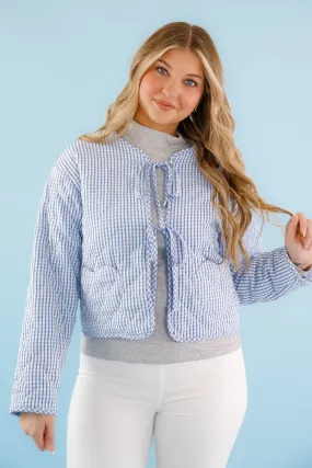 A Charming Sense Gingham Jacket Multipurpose Layering Piece All Over Print Technique