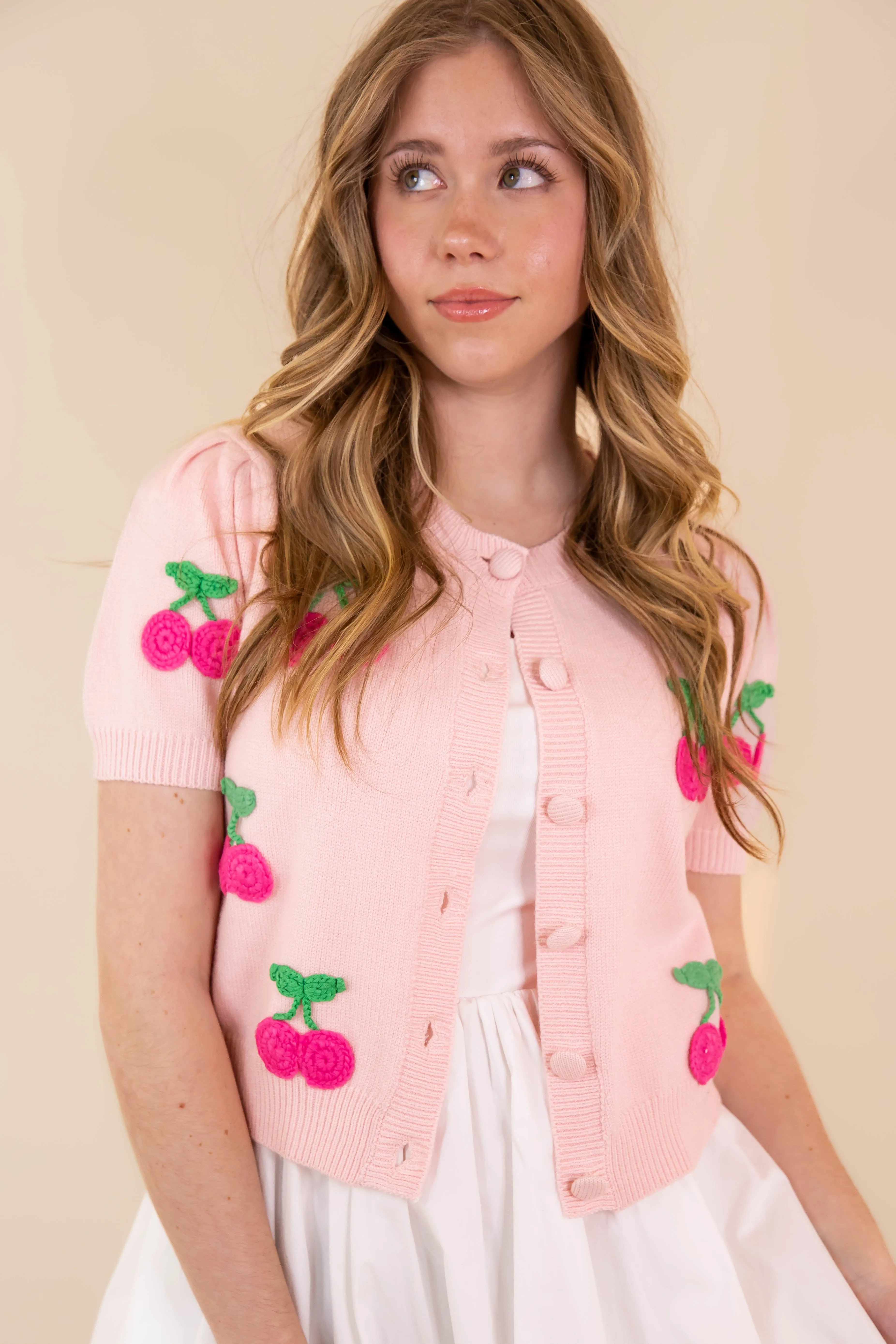 A Sweet Treat Cardigan wrinkle free finish Fun Design