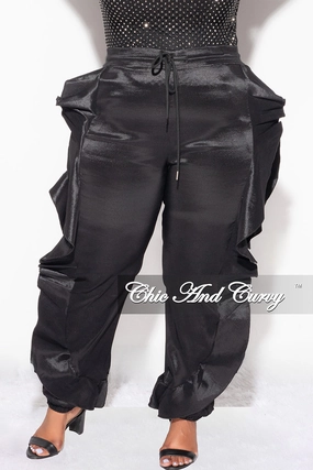 Final Sale Plus Size Ruffle Pants in Black (Pants Only) Performance Gear