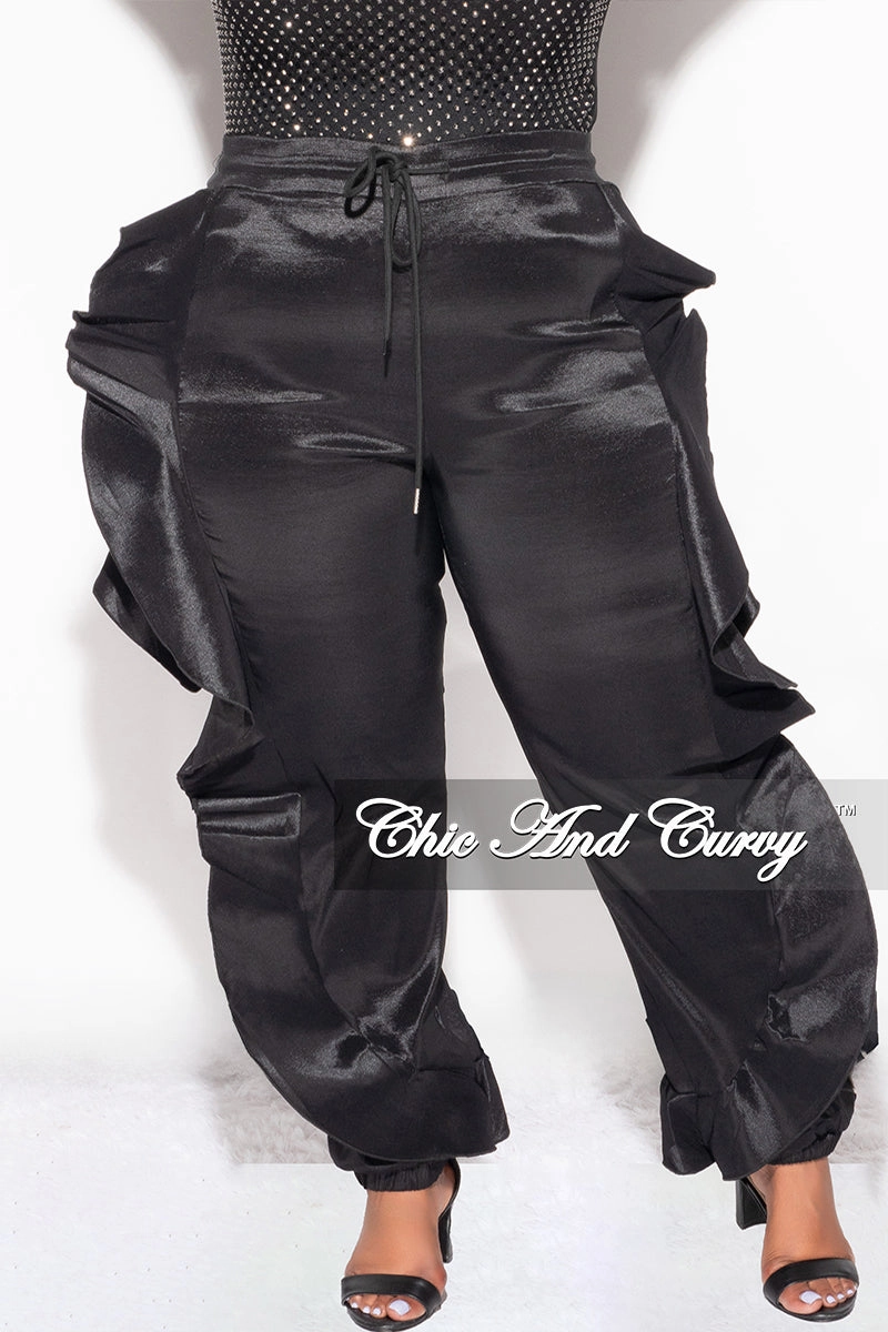 Chill Style Final Sale Plus Size Ruffle Pants in Black (Pants Only)