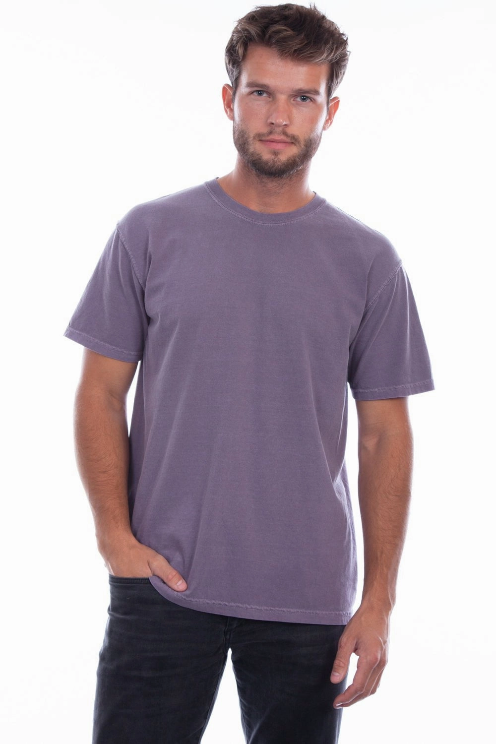 Double Stitched Seams Scully Mens Wine 100% Cotton Crew Neck S/S T-Shirt