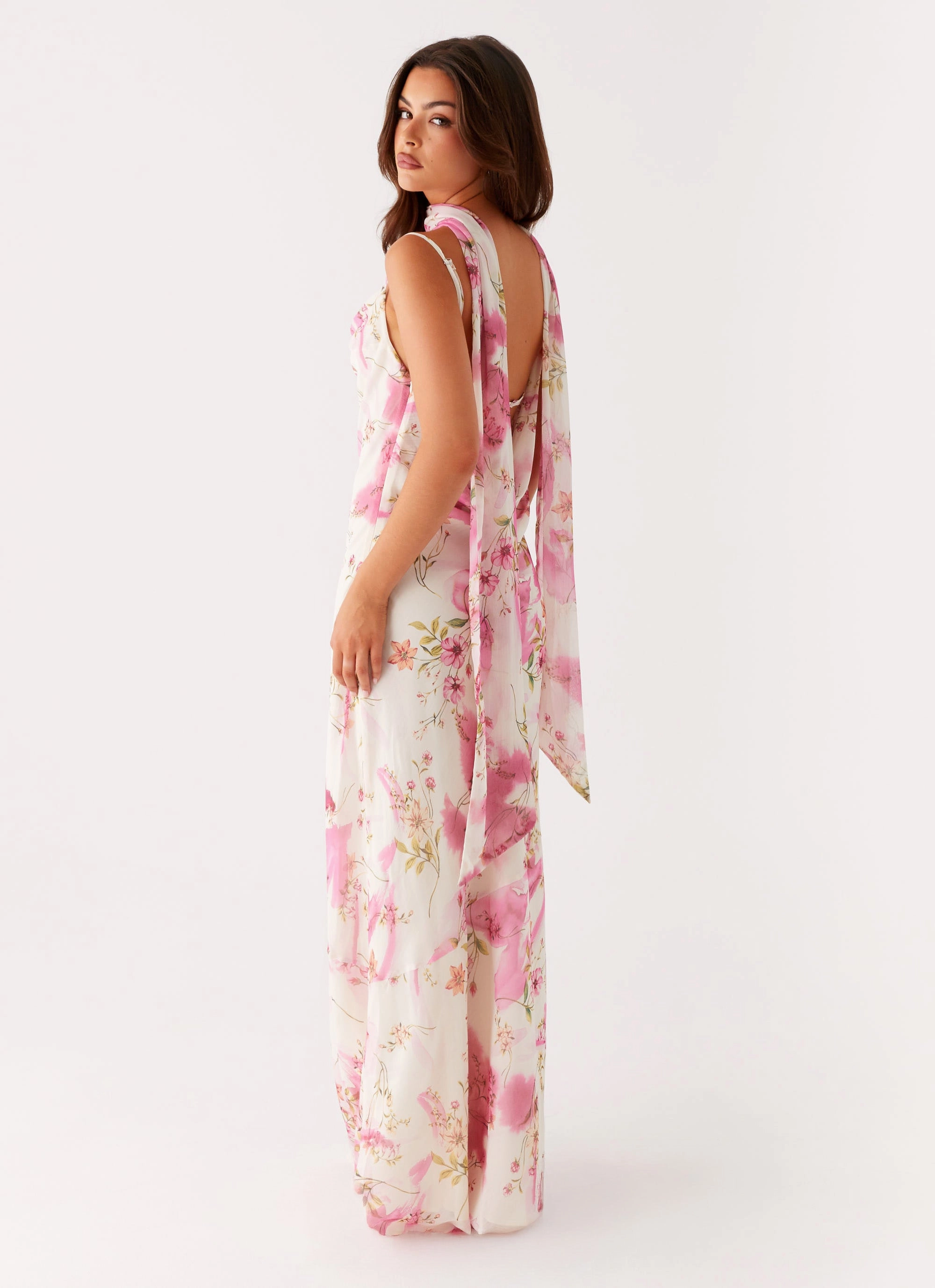 Sleek Design Spencer Maxi Dress - Ivory Floral Print