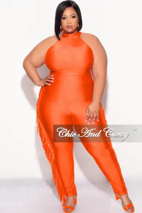 Cozy Movement Final Sale Plus Size 2pc Fringe Legging Set with Crop Top in Orange