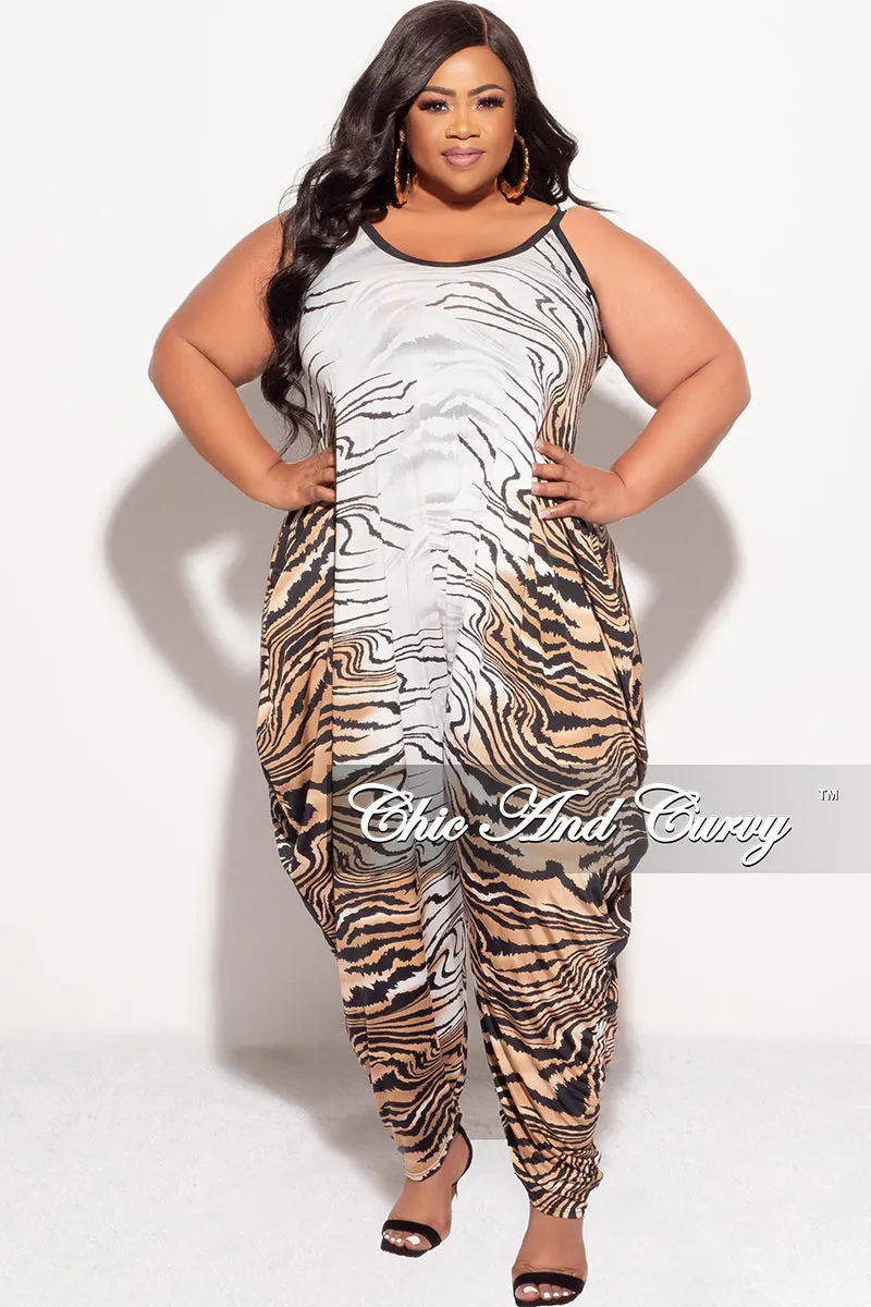 AntiSnagZippers Final Sale Plus Size Harem Tank Jumpsuit in Animal Print
