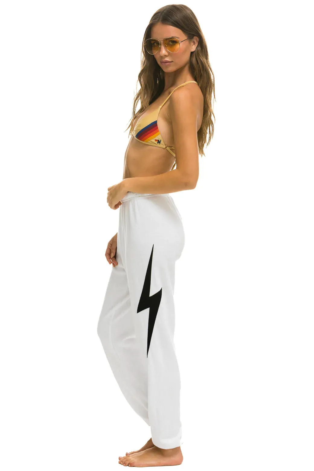 Base Layer All Use Aviator Nation Bolt Stitch Sweatpants-White / Black