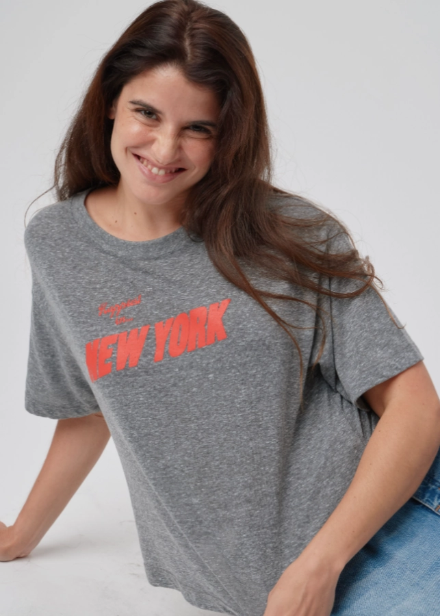 PuckerFree Surface Adjustable Collar System Sunny Somewhere New York Boyfriend Tee