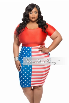 Final Sale Plus Size Skirt in Flag Print hypoallergenic