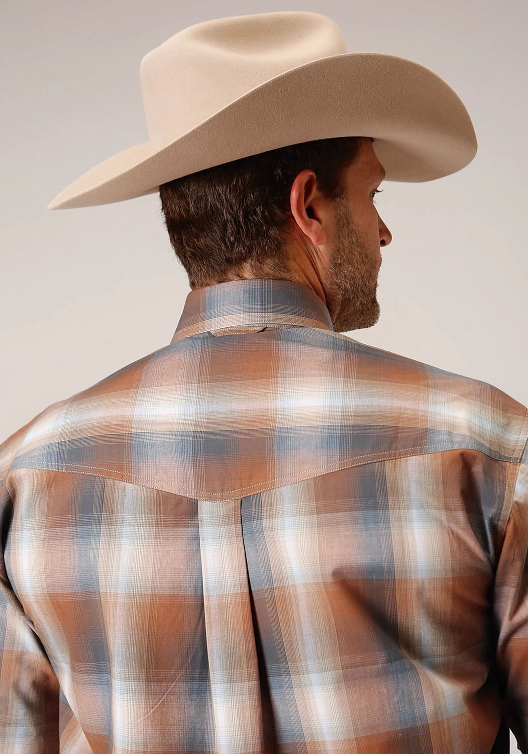 Wrinkle Resistant Material Roper Mens 1458 Copper Ombre Rust 100% Cotton Btn S/S Shirt