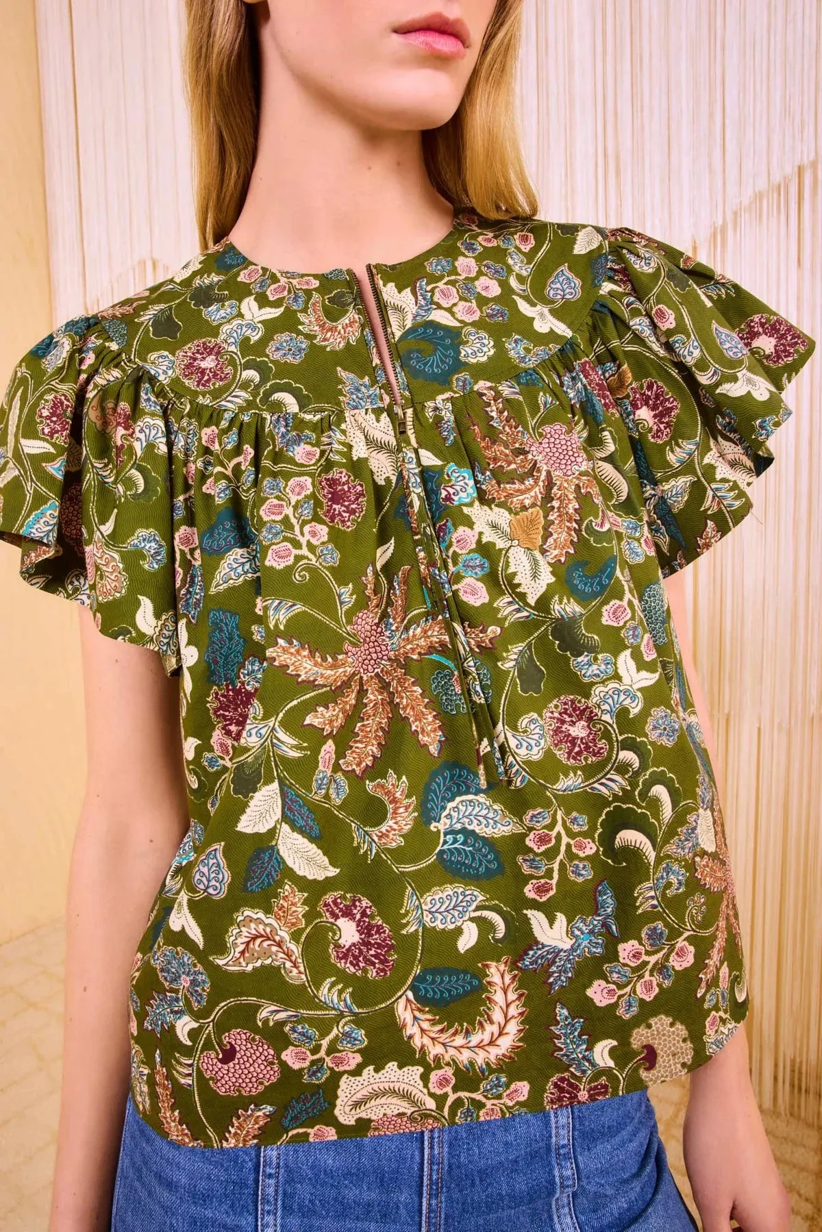 EasyCareFabric Elegant Cardigan Ulla Johnson Perline Flutter Sleeve Blouse