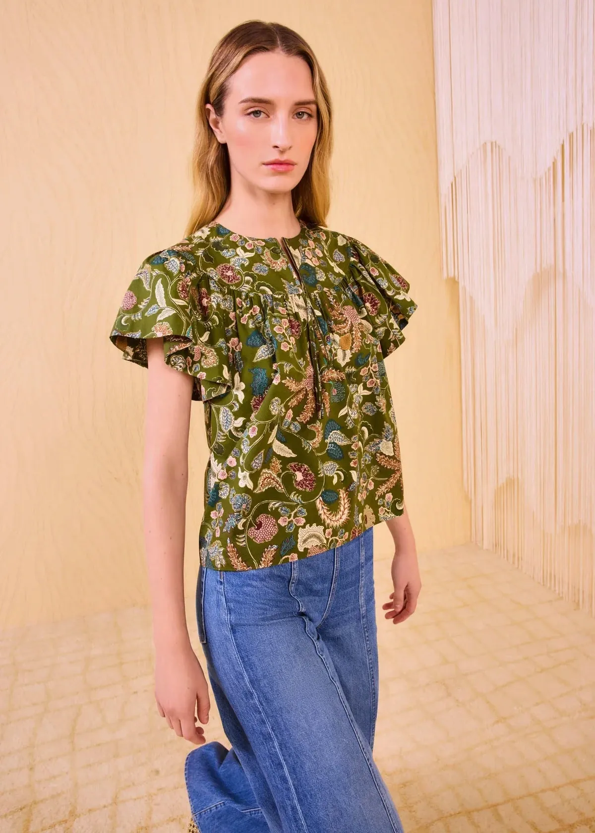 Quick Dry Performance Ulla Johnson Perline Flutter Sleeve Blouse