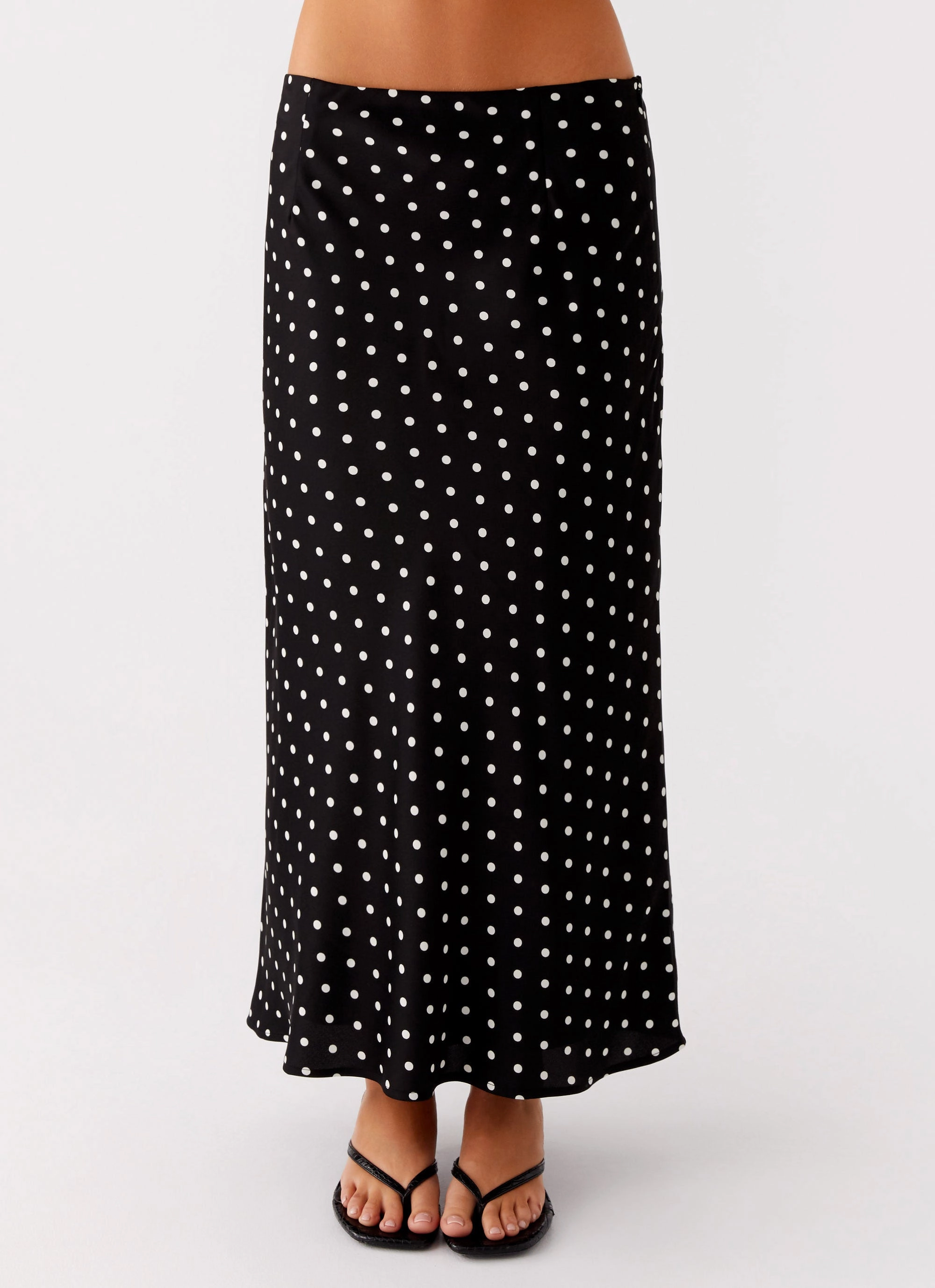 Breanne Midi Skirt - Black Polka Dot Wedding guest