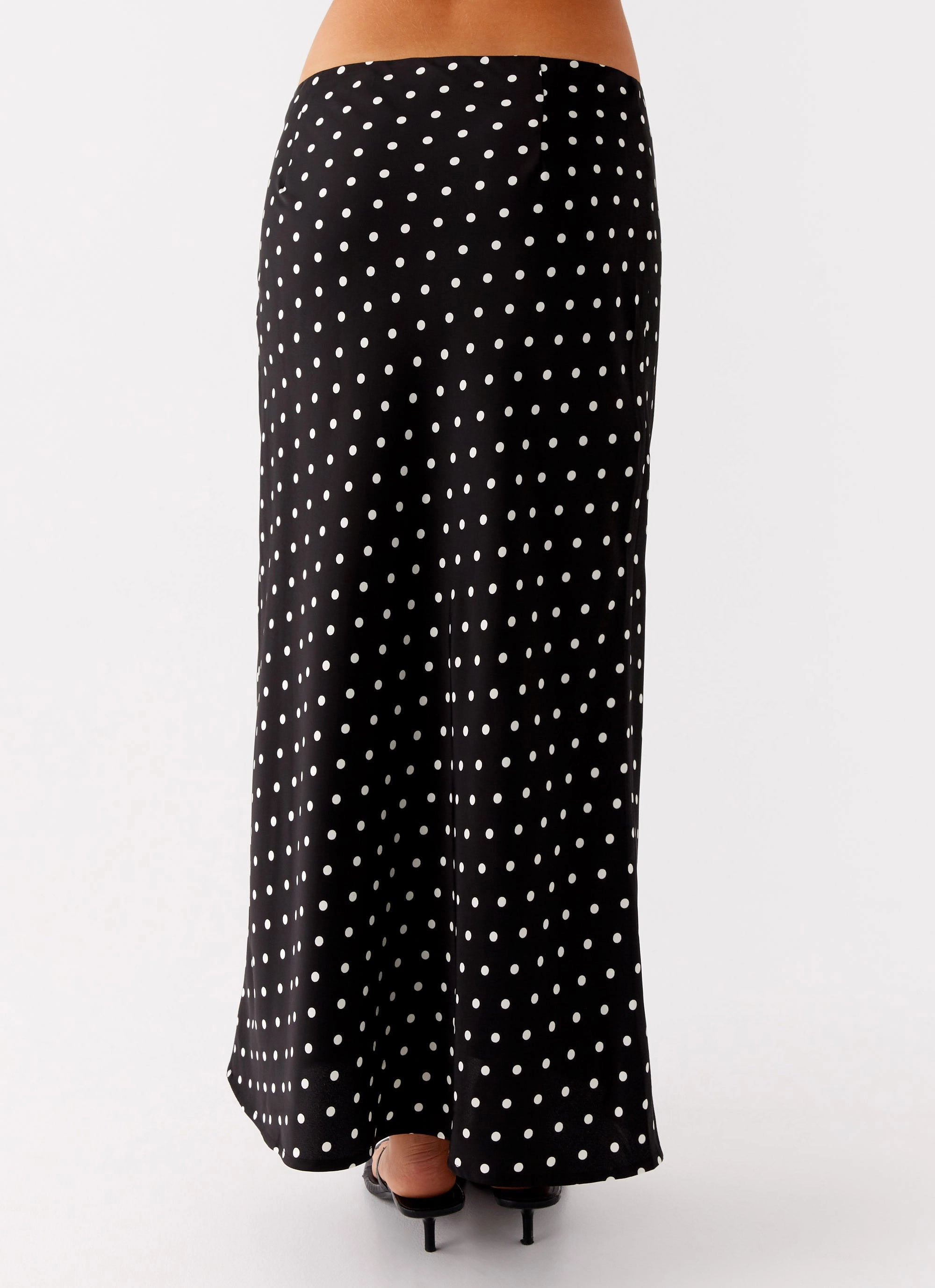 Breanne Midi Skirt - Black Polka Dot Slow Fashion Wool blend