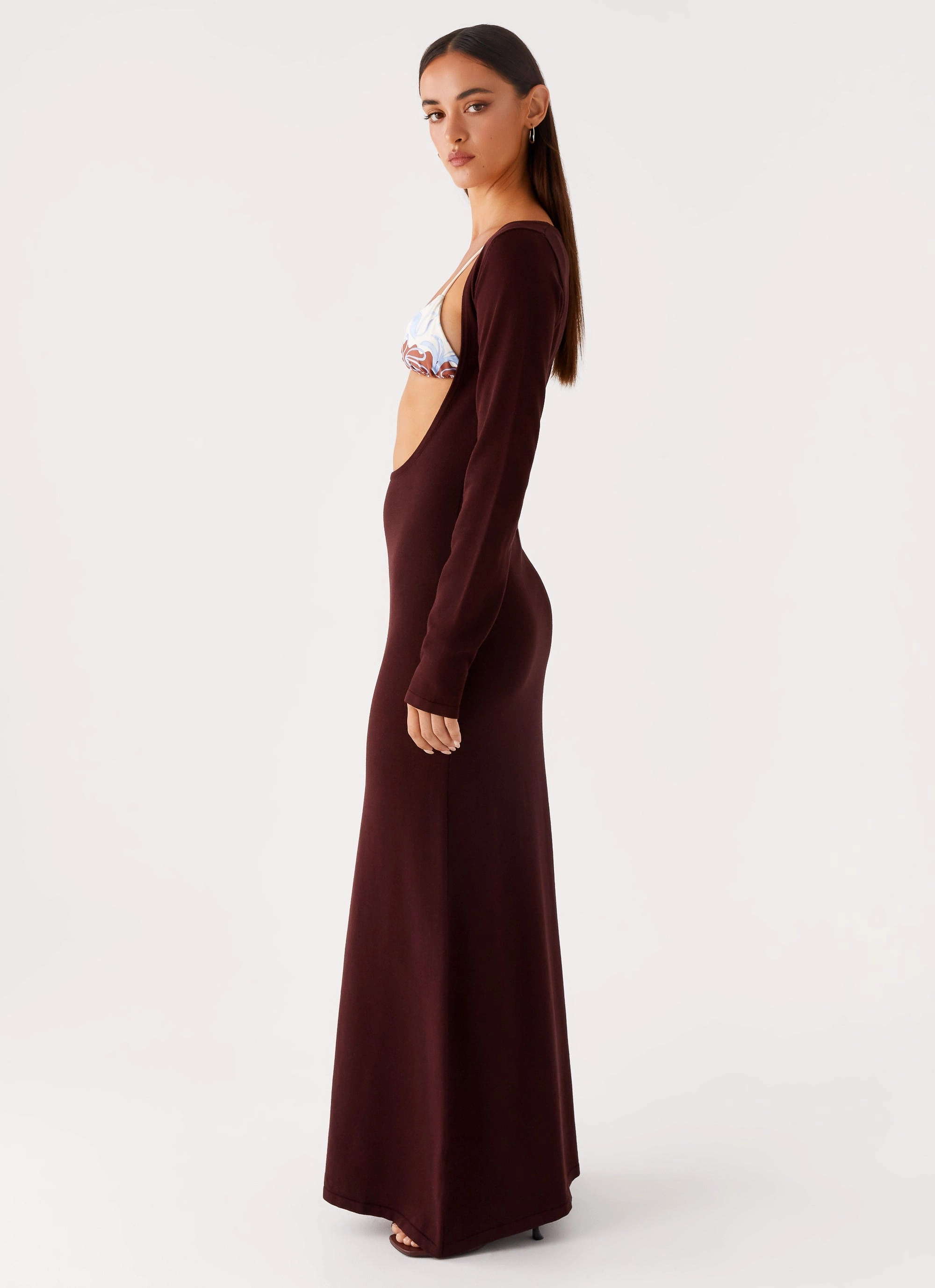 Adora Long Sleeve Knit Maxi Dress - Chocolate Dew Tone Work or Play