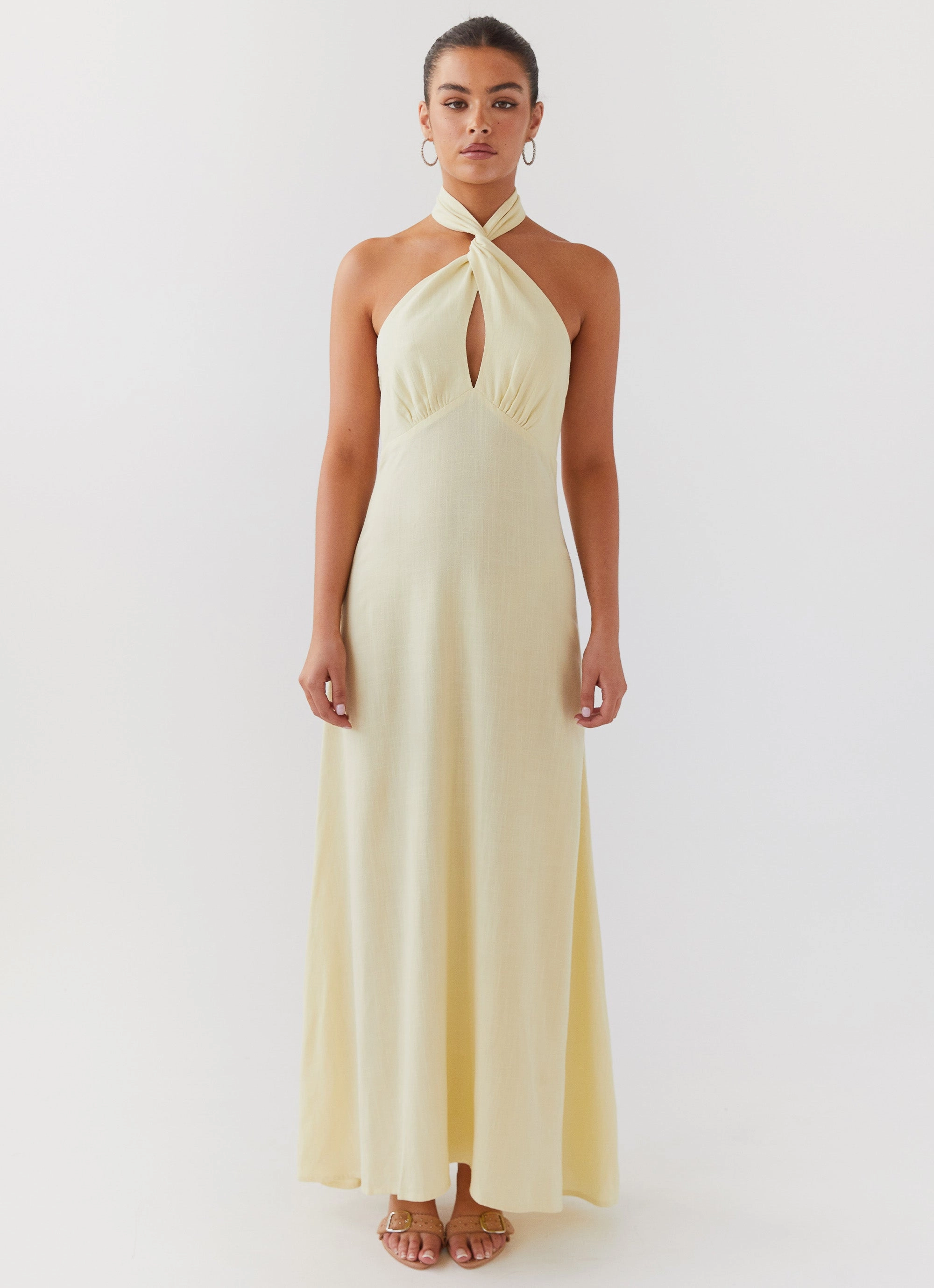 Adrienne Linen Maxi Dress - Lemon Night Out Fashionable appearance
