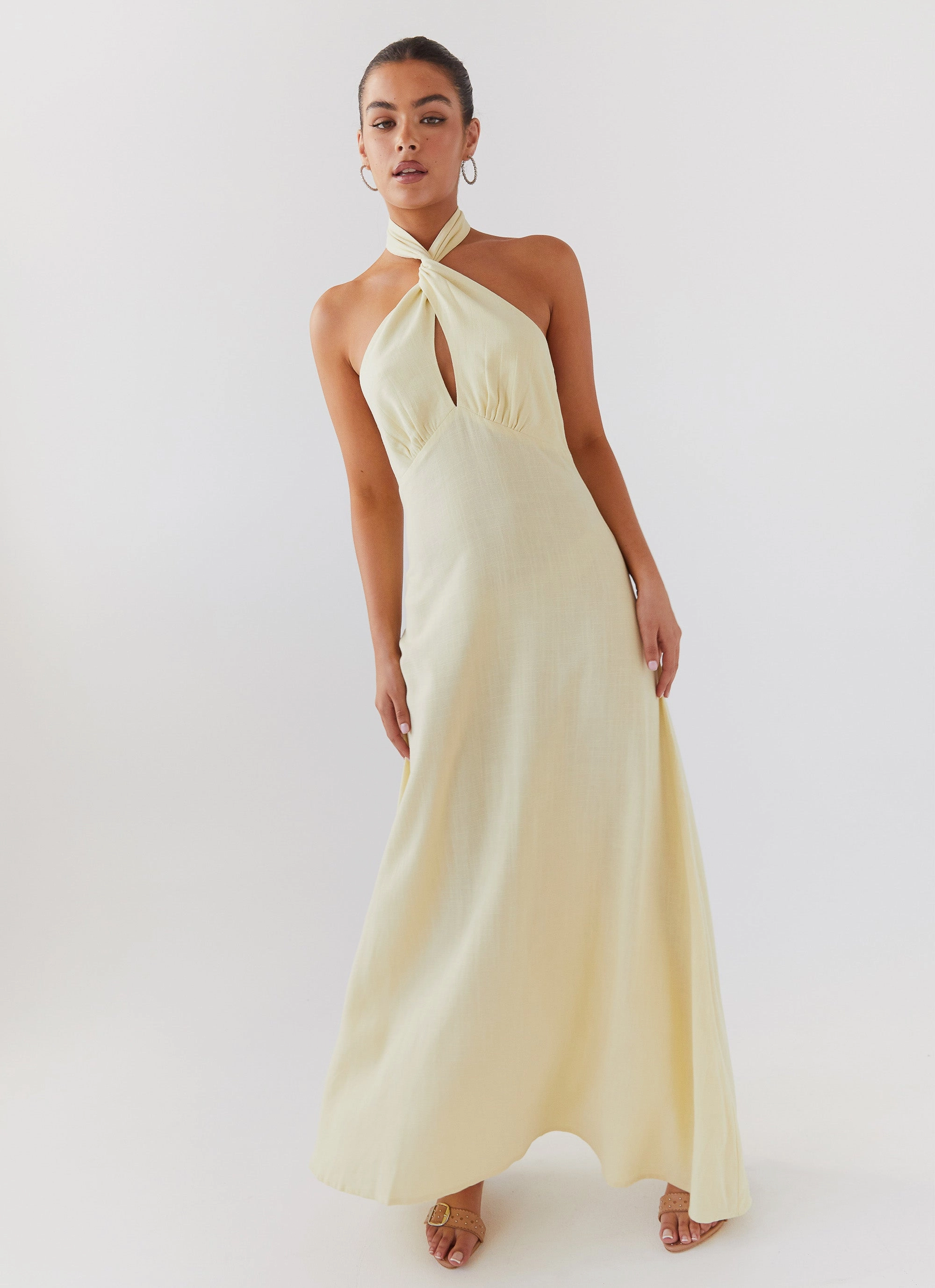 Adrienne Linen Maxi Dress - Lemon Formal Choice