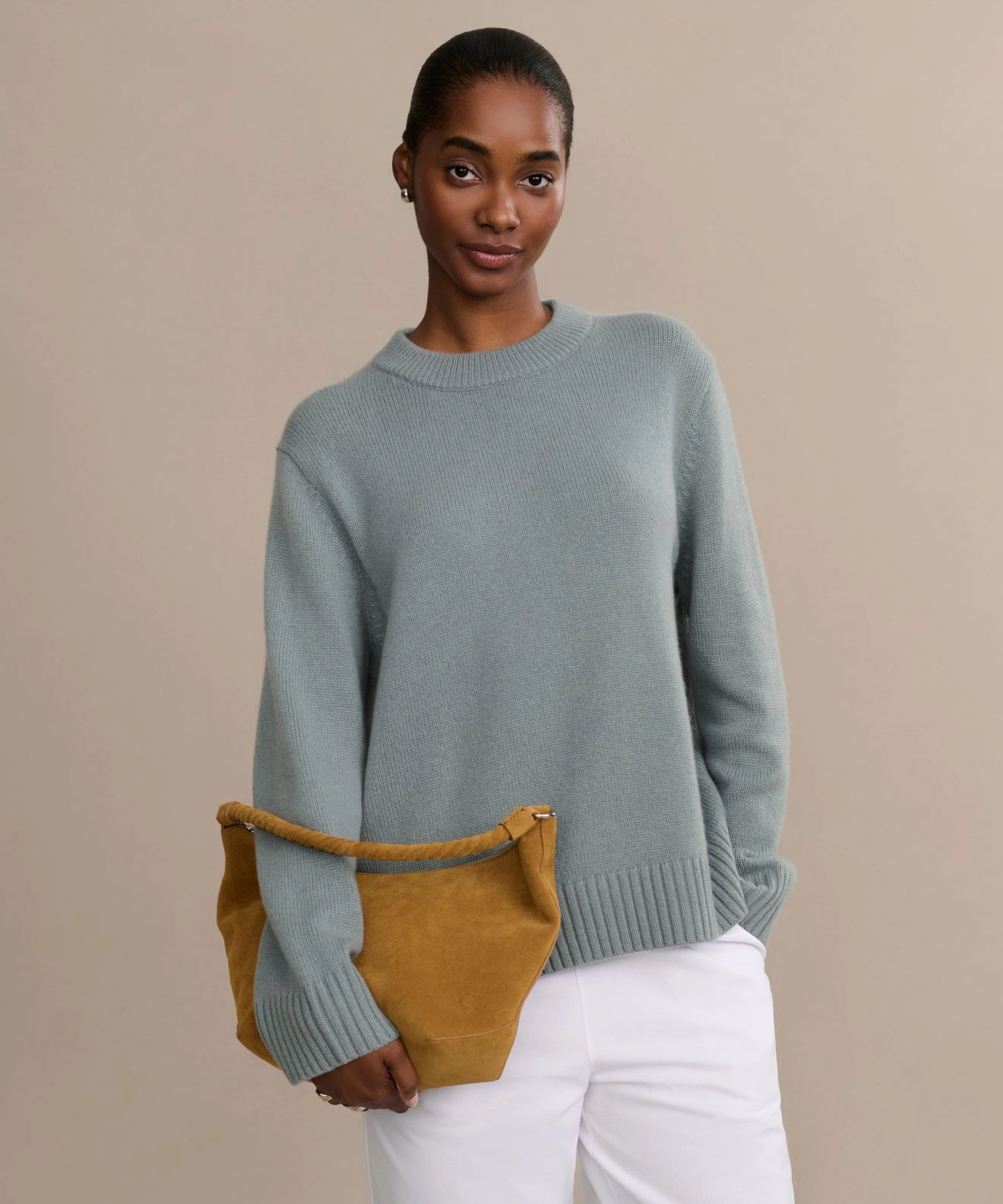 Flexible Side Gusset Cashmere Oversized Crewneck