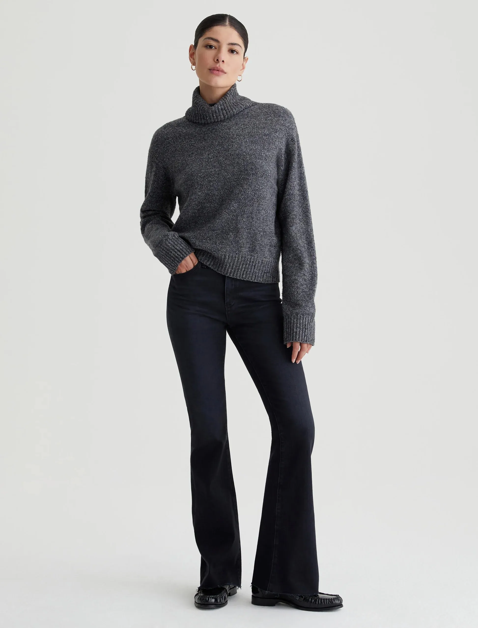 Modern Winter Warmth Loose Utility Basic AG Jeans Farrah Boot High Rise Jeans- 4 Years Discord