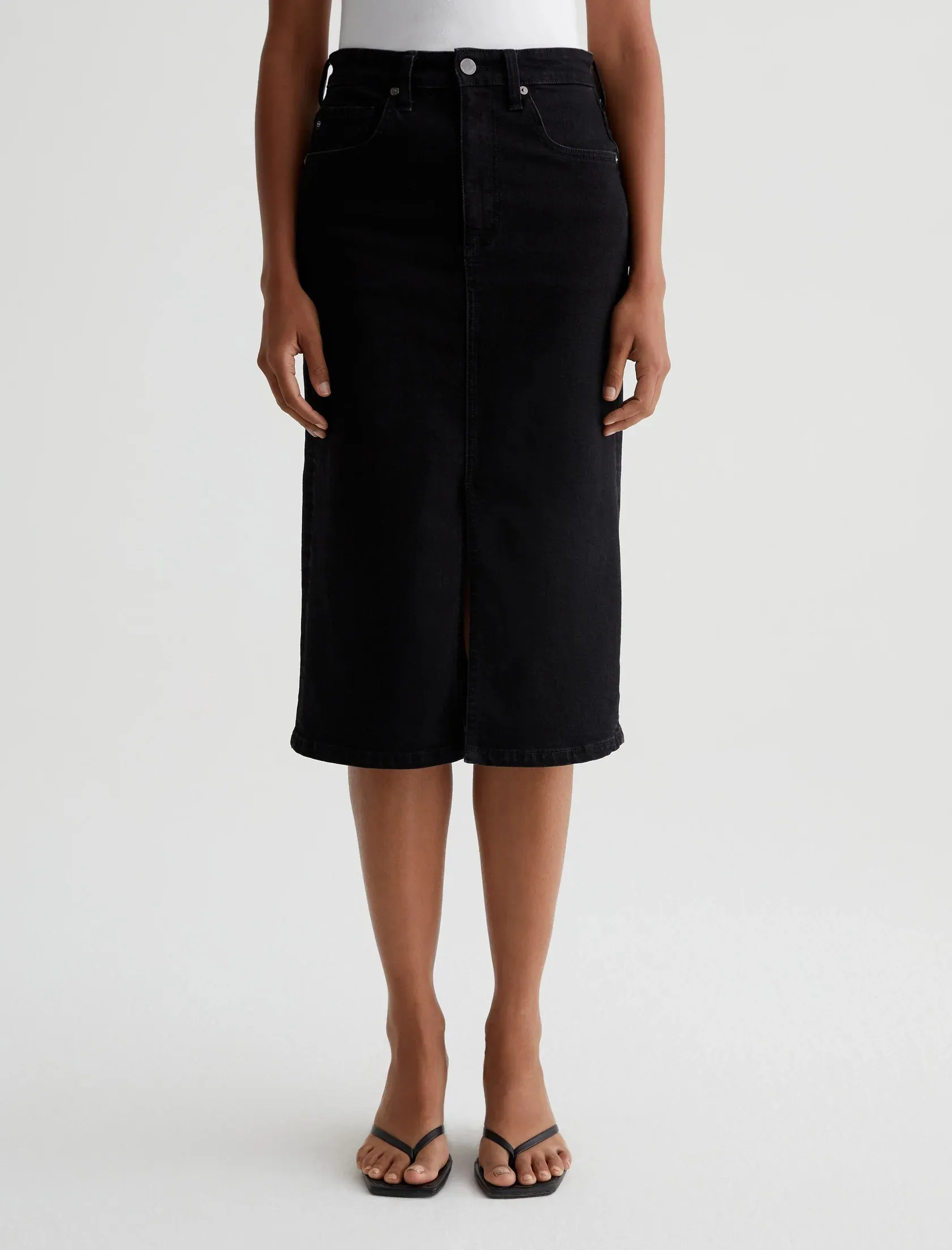 Adjustable drawstring Sleek Cut AG Jeans High-Waisted Midi Tefi Skirt