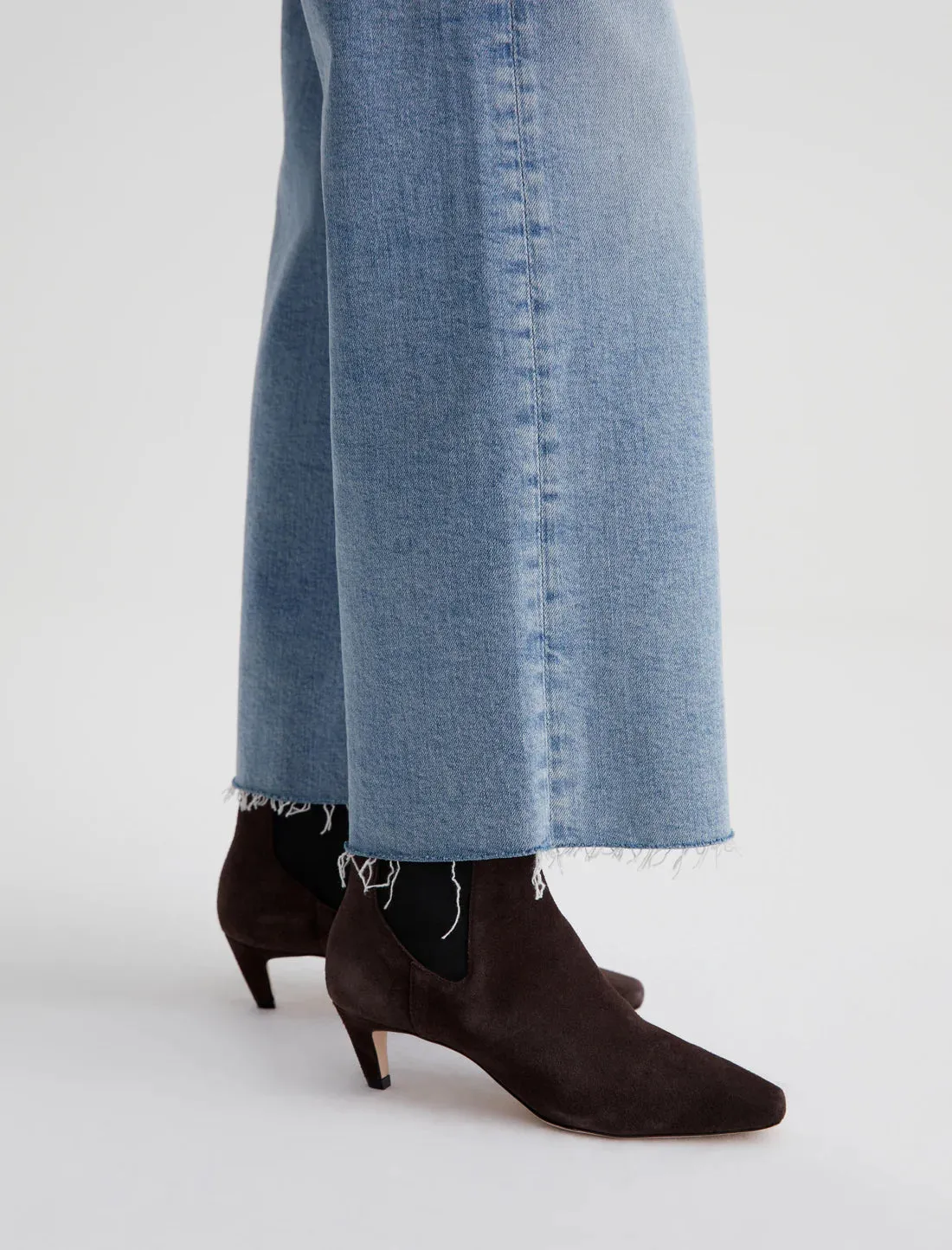 Holiday Vibes Work Ready Low Impact Dye AG Saige Wide Leg Crop Jeans -Eclipsed