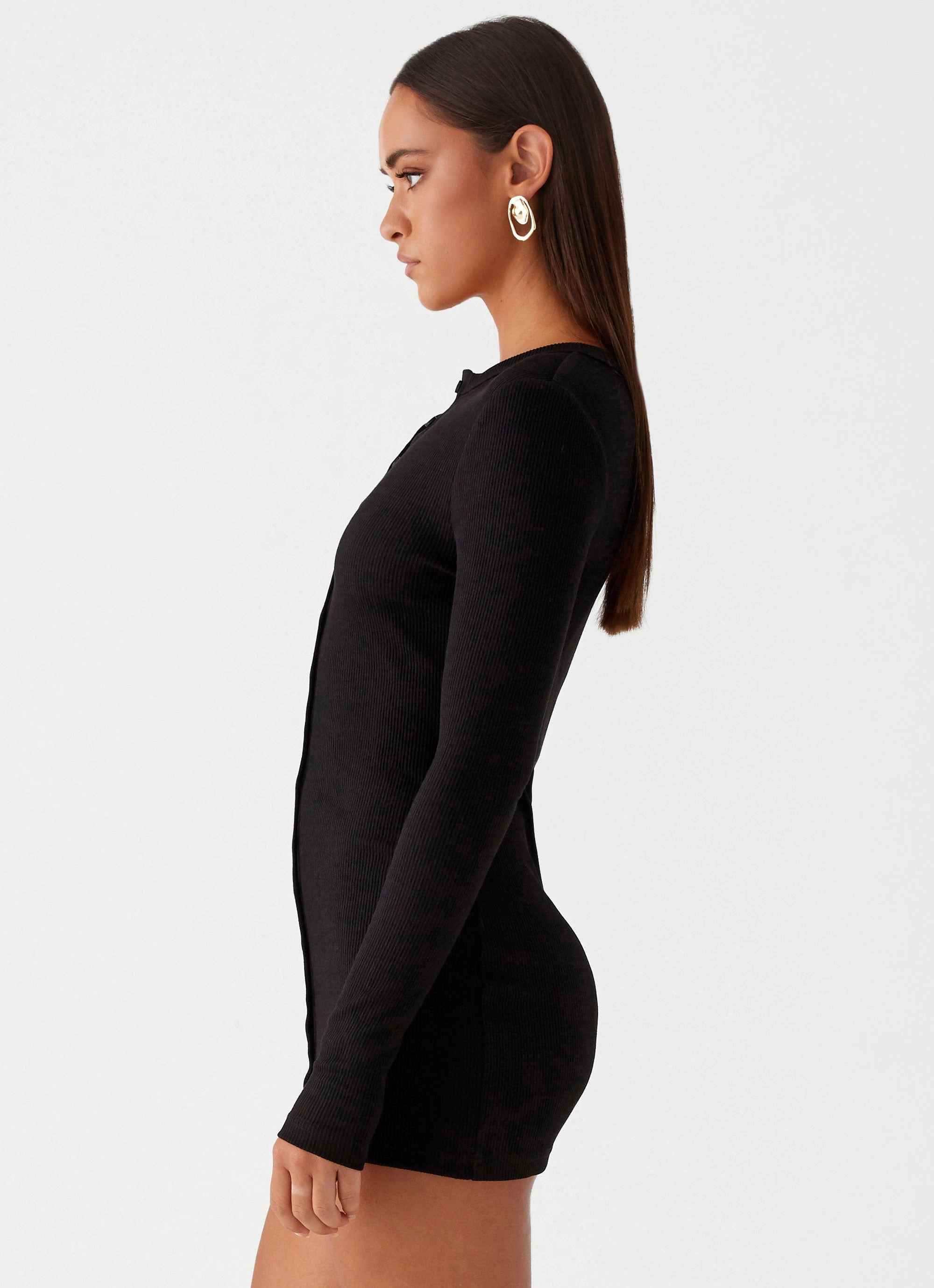 Ailee Long Sleeve Mini Dress - Black Dreamy Touch Daily Option