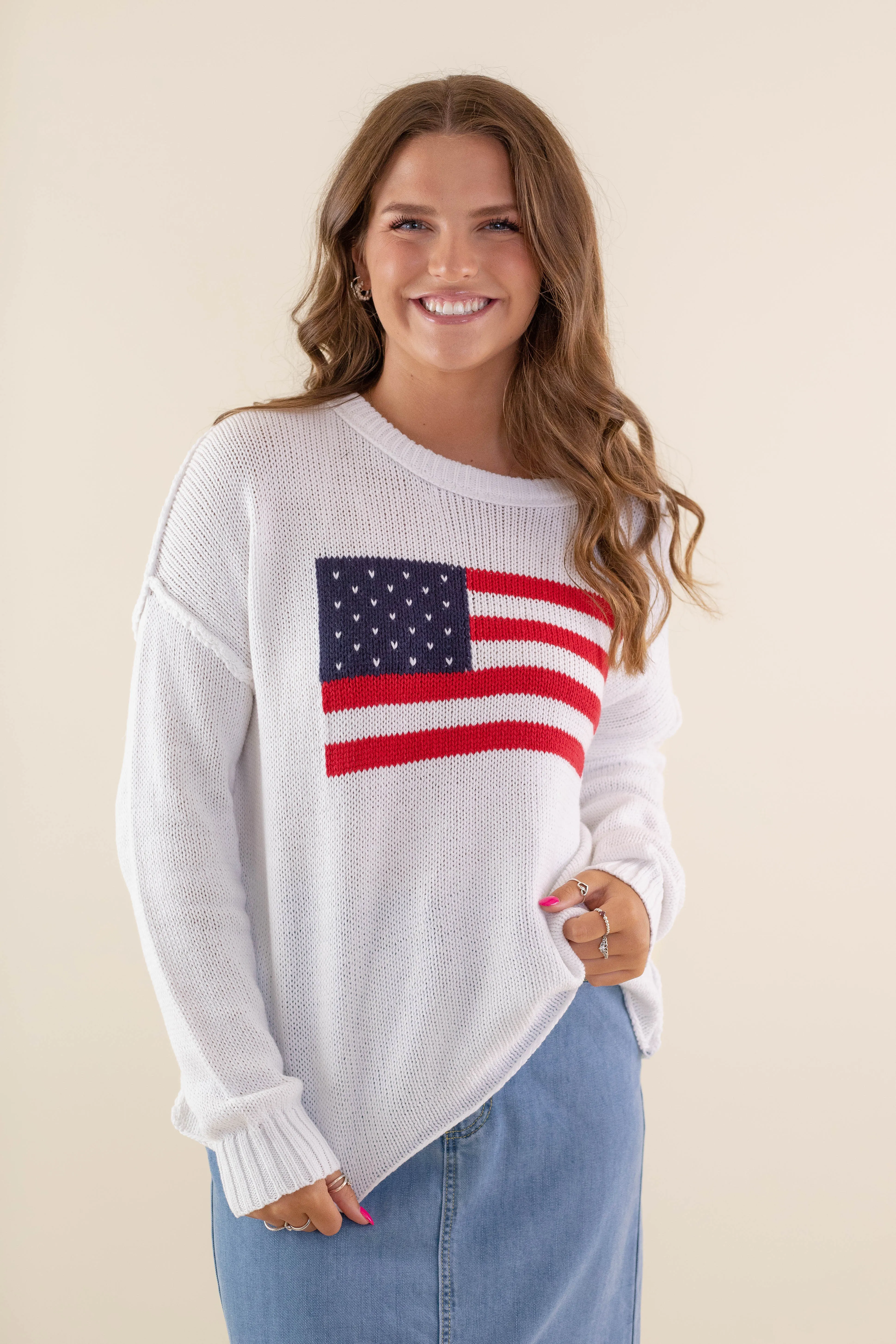 RESTOCK: All American Sweater-White Wrinkle Resistant Finish
