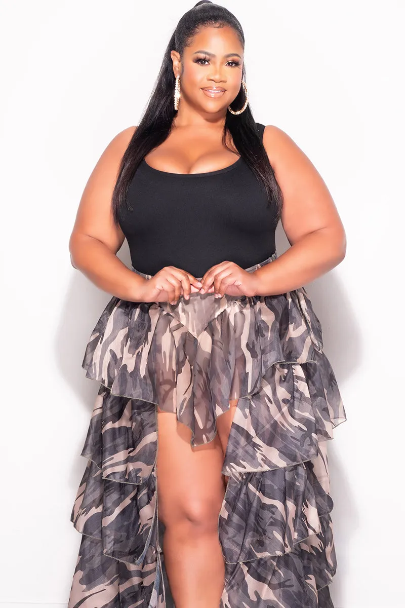 Final Sale Plus Size Camisole with Thick Straps in Black Thermal Lining RecycledPolyester