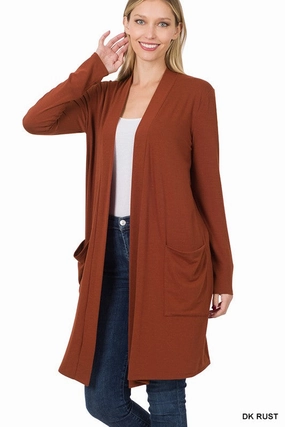 AbrasionResistant Fabric YarnDyedQuality Alesia Slouchy Pocket Open Cardigan S-XL