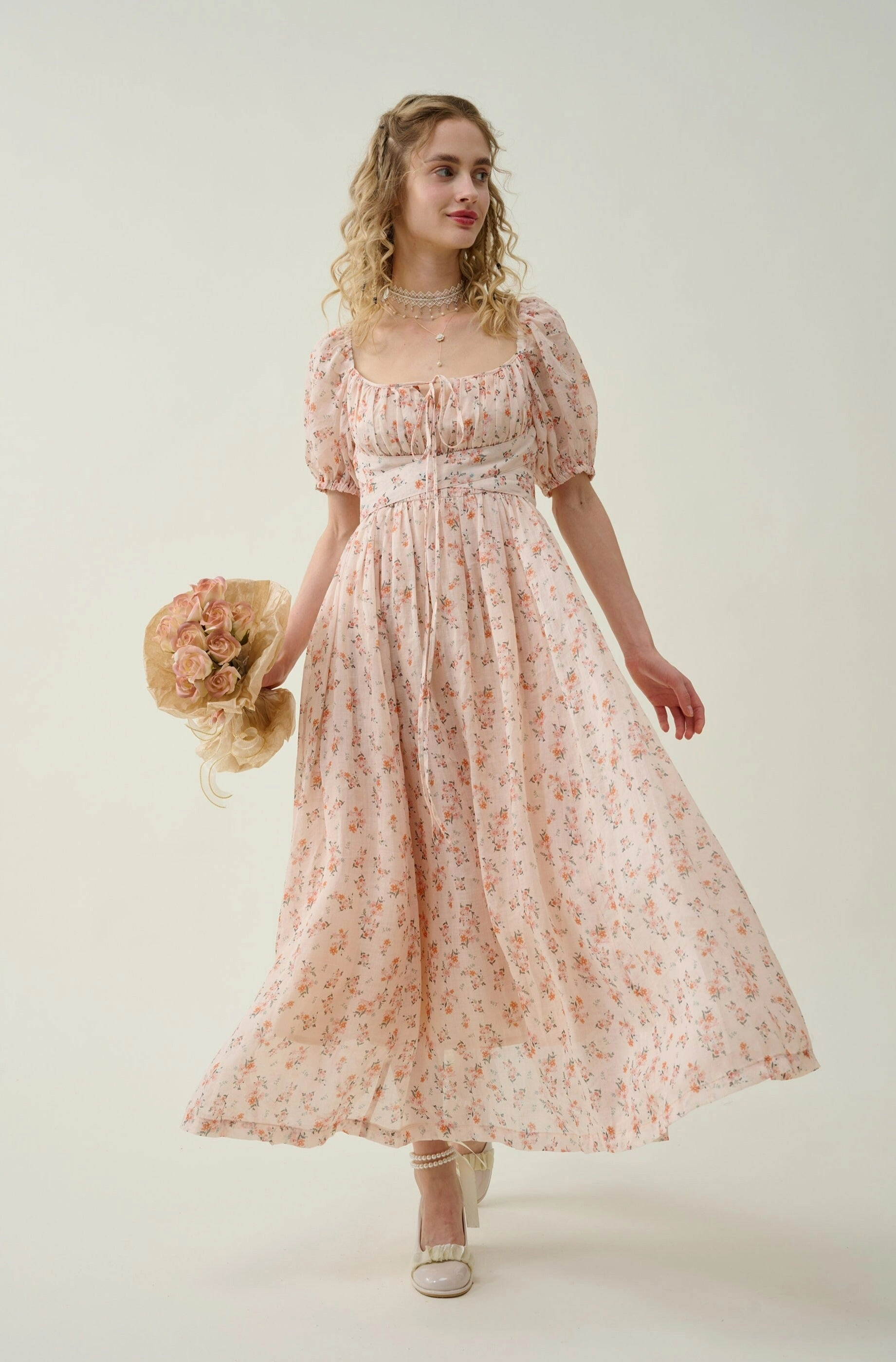 RecycledPolyester Urban Look Alice 19 | Floral linen dress