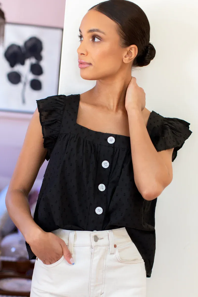 Stretch Comfort Emerson Fry Laurent Flutter Sleeve Top