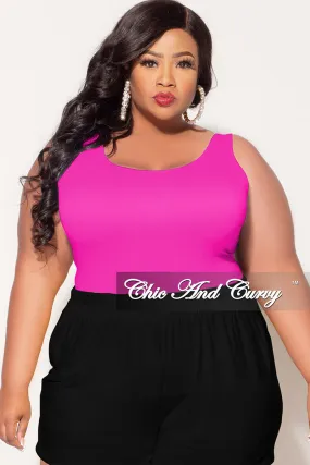 Casual Active Wear Basic Utility Final Sale Plus Size Camisole with Thick Straps in Neon Hot Pink (Top Only)