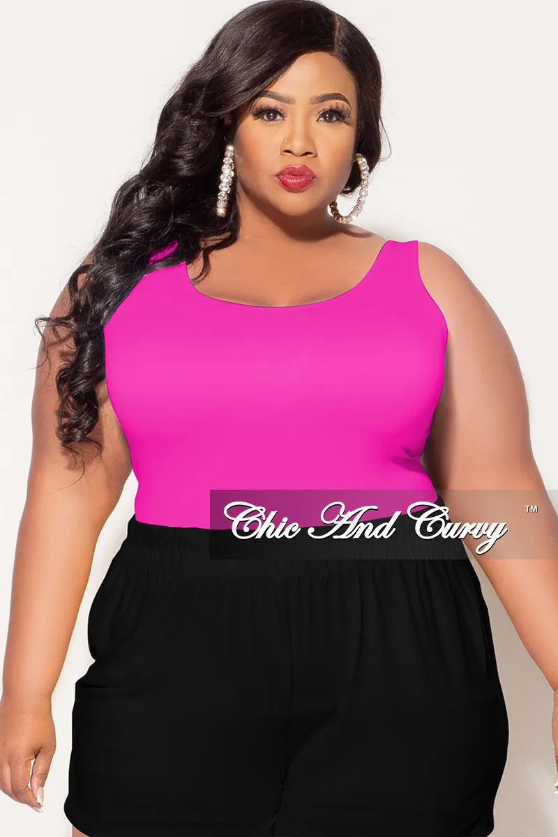 Slim Profile Core Support Final Sale Plus Size Camisole with Thick Straps in Neon Hot Pink (Top Only)
