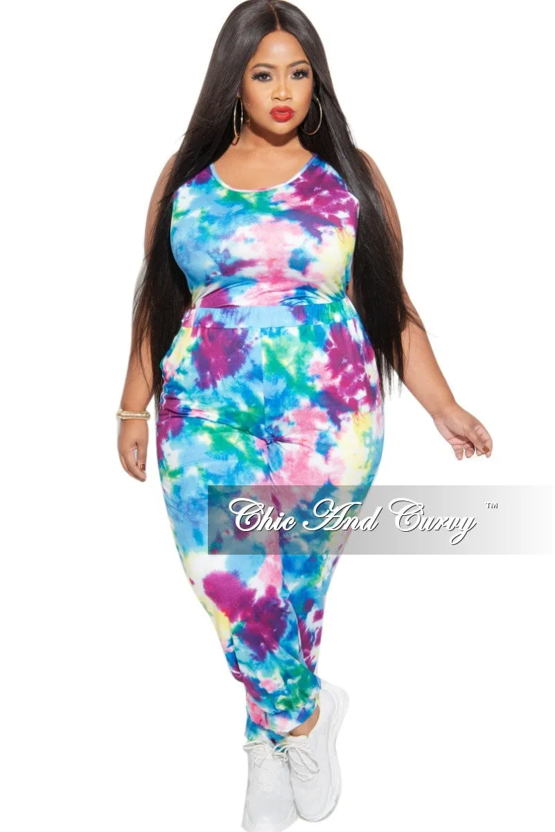 Solid shade Comfy Design Final Sale Plus Size 2 pc Set Tank Bodysuit & Jogger Pants in Multi-Colors