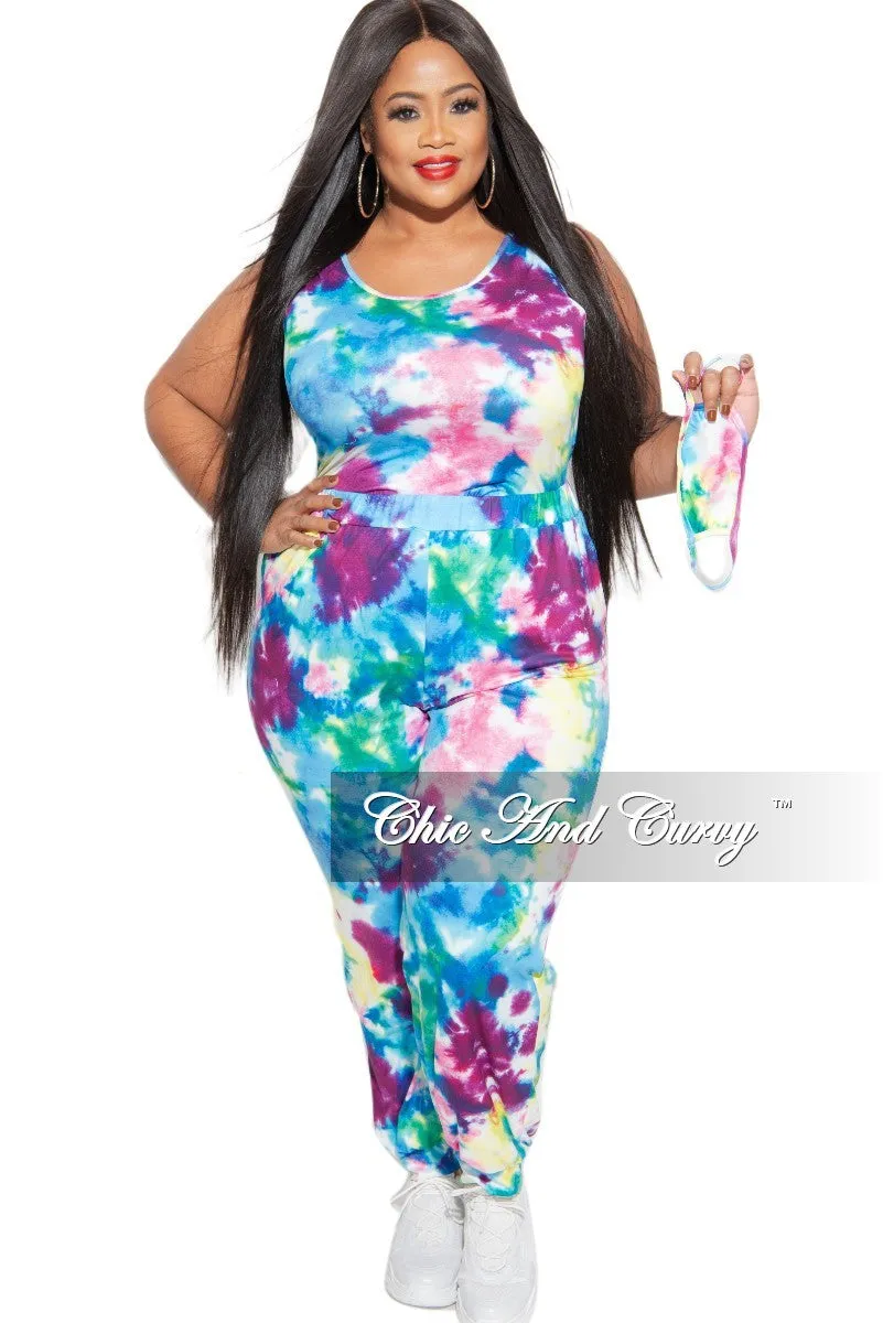 Quick Adjust Fit Durable Comfort Final Sale Plus Size 2 pc Set Tank Bodysuit & Jogger Pants in Multi-Colors