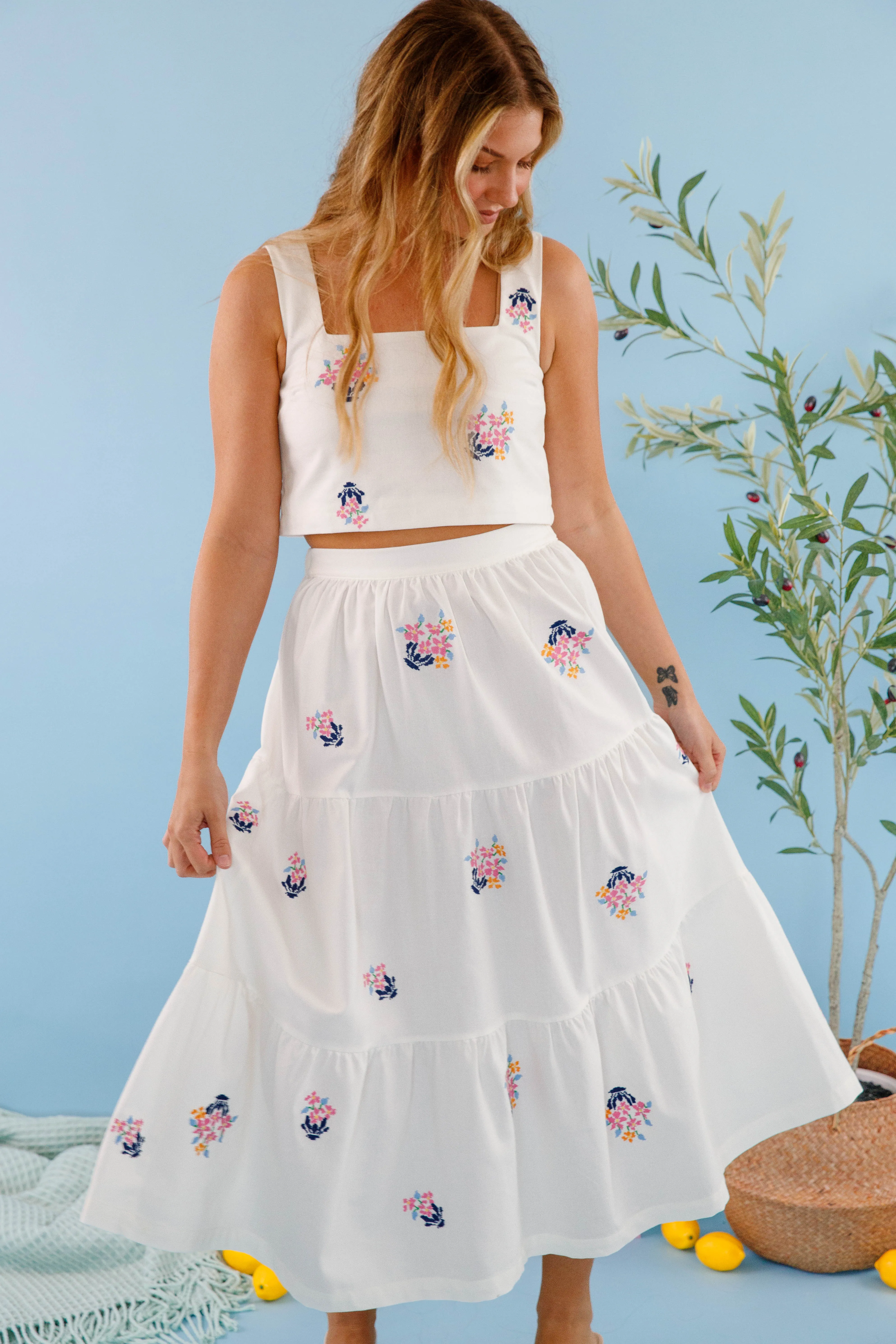 Wrinkle-Resistant Side slits All My Problems Solved Midi Skirt