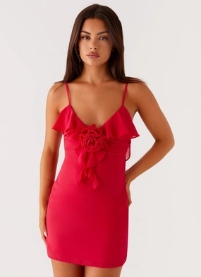 Stylish Silhouette Haylie Mini Dress - Raspberry
