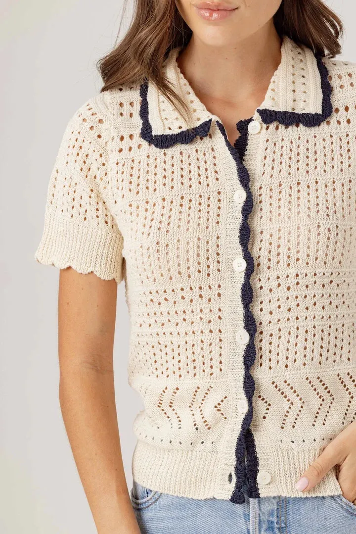 Sundays Agnes Sweater Polo Weighted Hem Trim