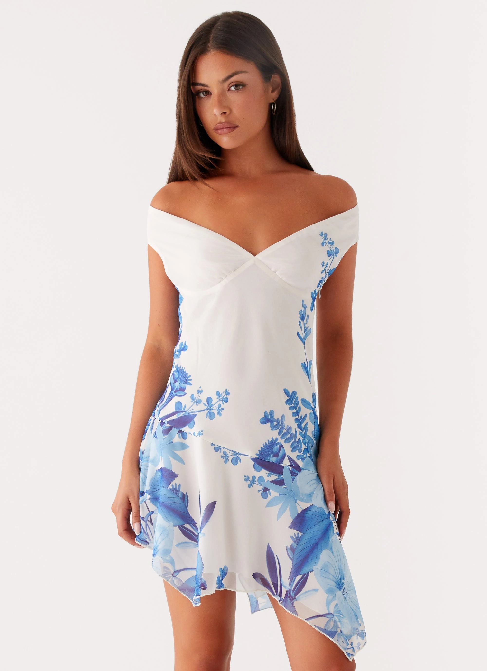 Alma Mini Dress - Blue Floral Print Flattering Silhouette