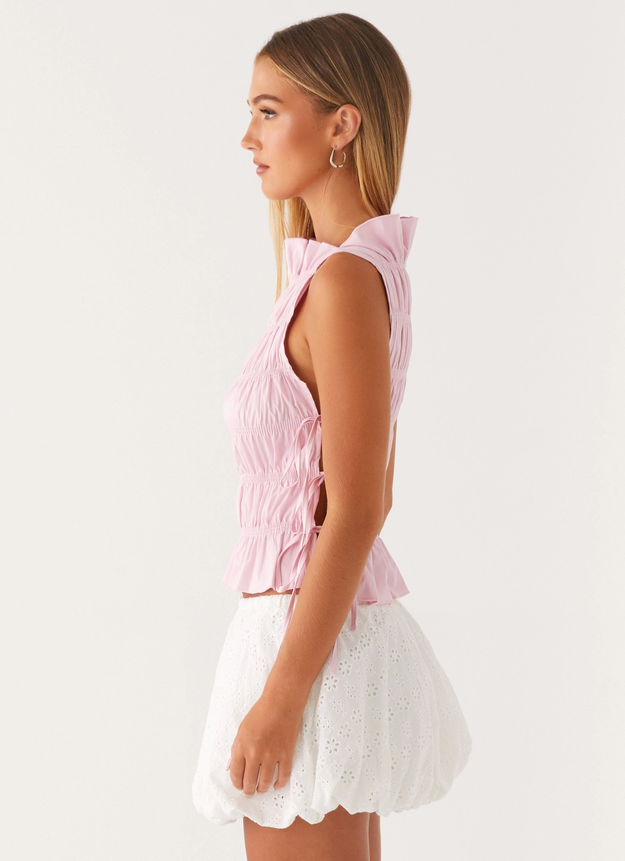 Alysa Shirred Top - Pink Sustainable Production Certified