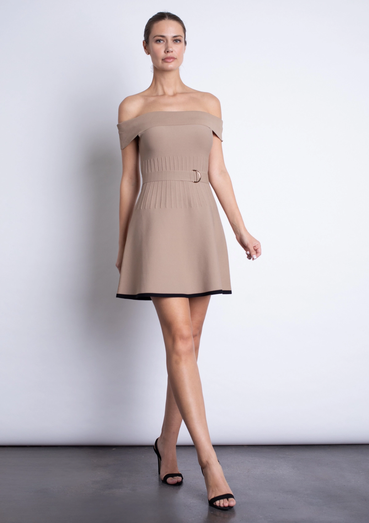 Amaya Knit Mini Dress - Shiitake BiasCutSilhouette Simple yet sophisticated gown