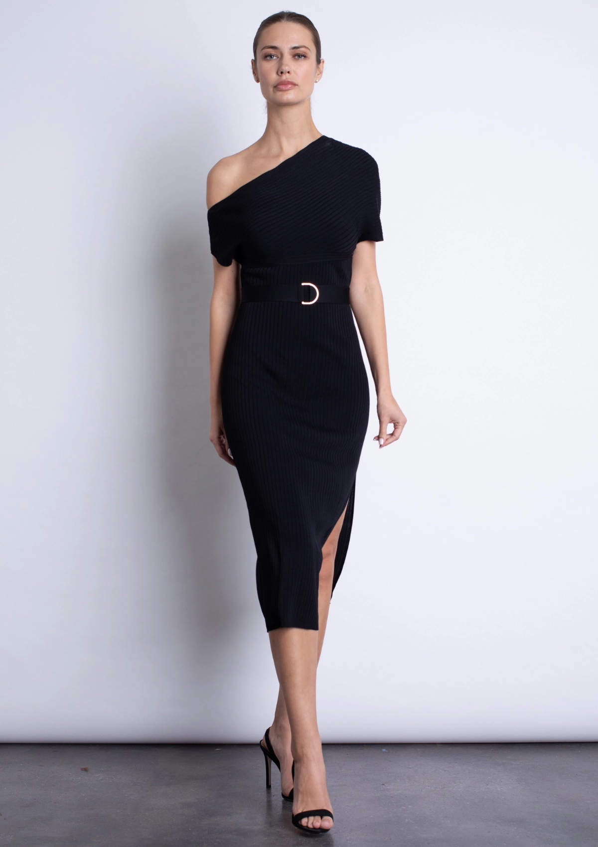 Perfect For Any Occasion Winter-Season Amber Knit Midi Dress - Black
