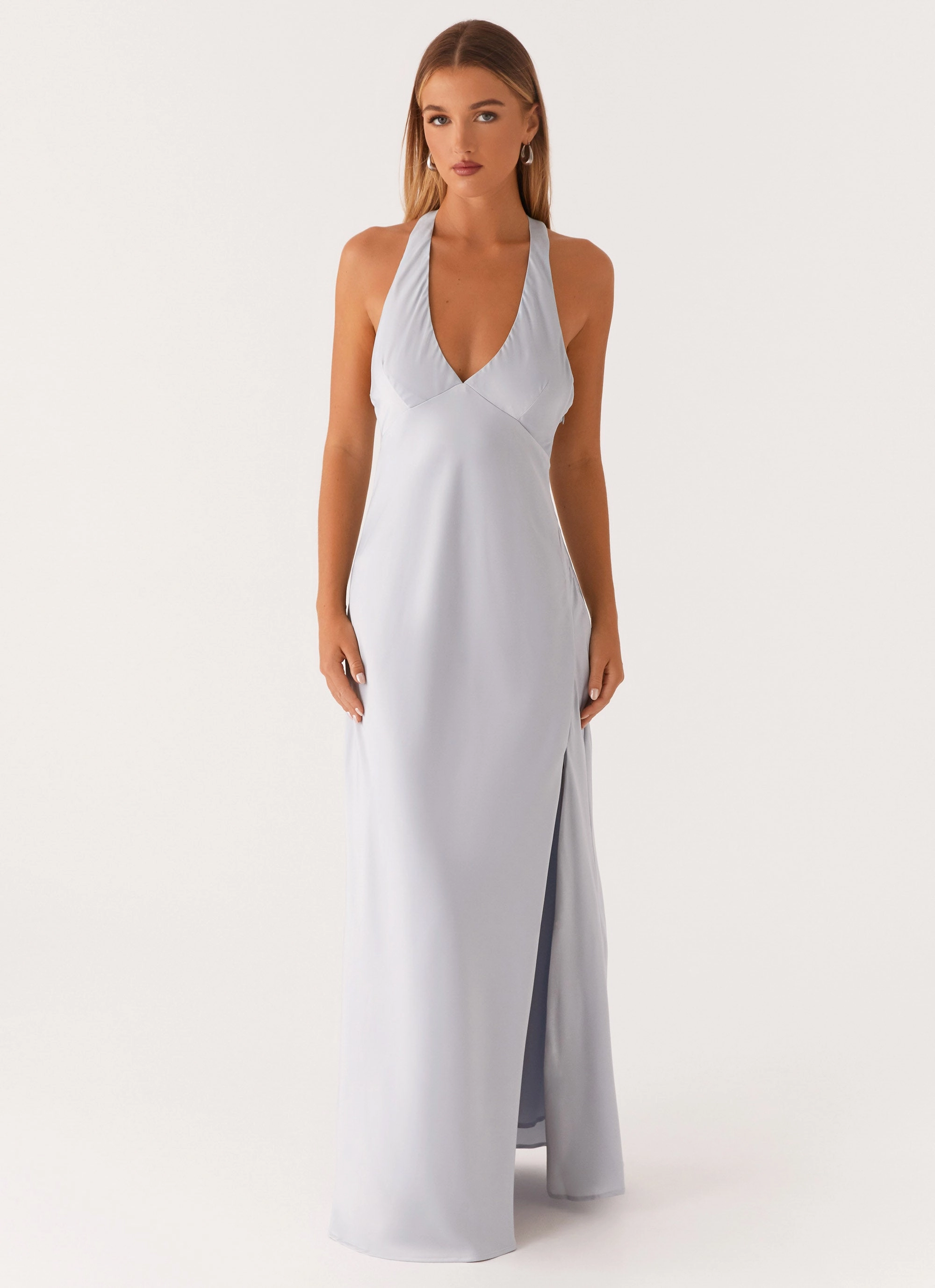 Silky Silhouette Smooth Look Angie Maxi Dress - Blue