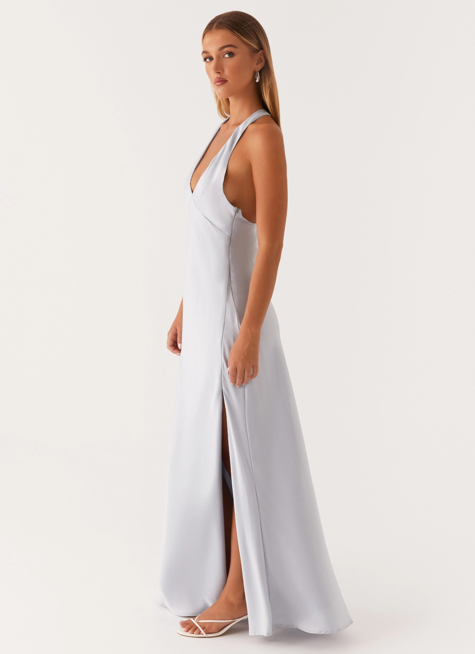 Angie Maxi Dress - Blue Front-Pocket