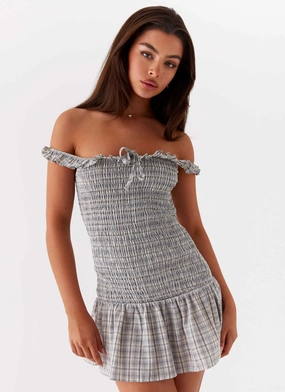 Smooth Design Anica Check Mini Dress - Grey Check