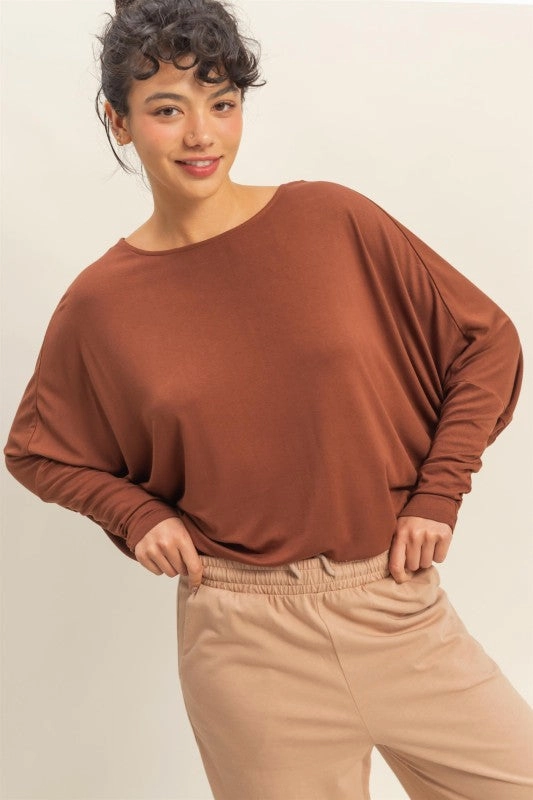 Anna Dolman Long Sleeve Top Adjustable Fit System Minimalist Design
