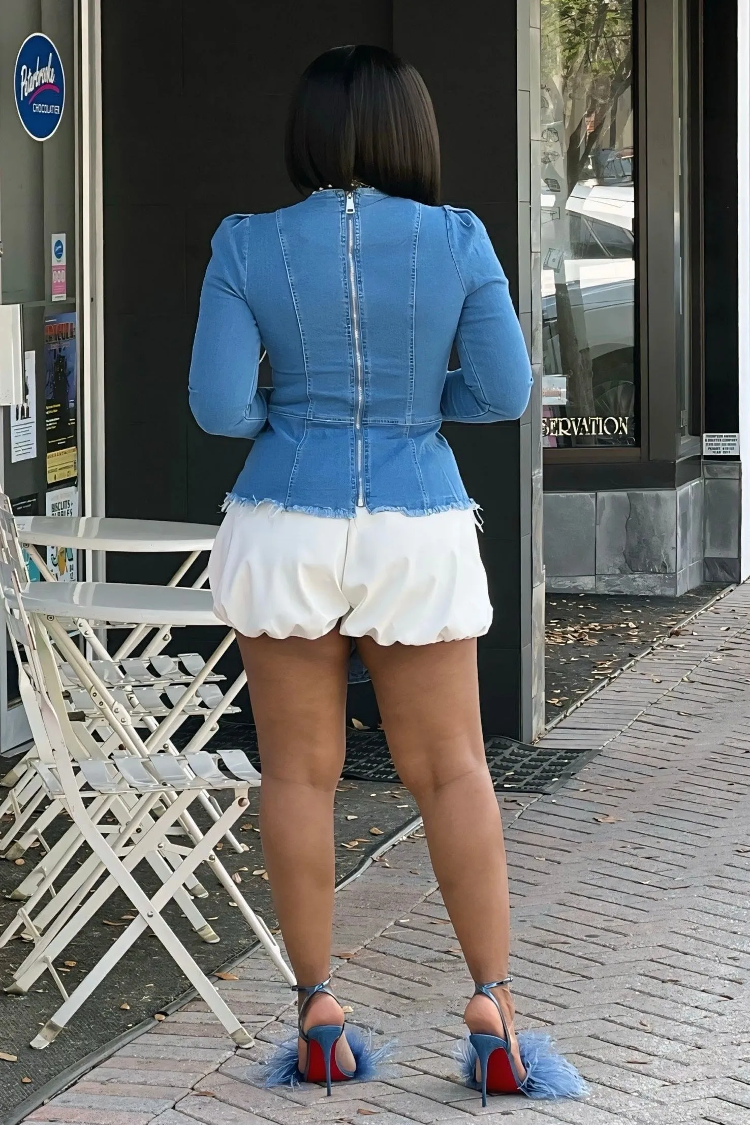 Foundation Piece Annalea Mood Lace-Up Denim Corset Top